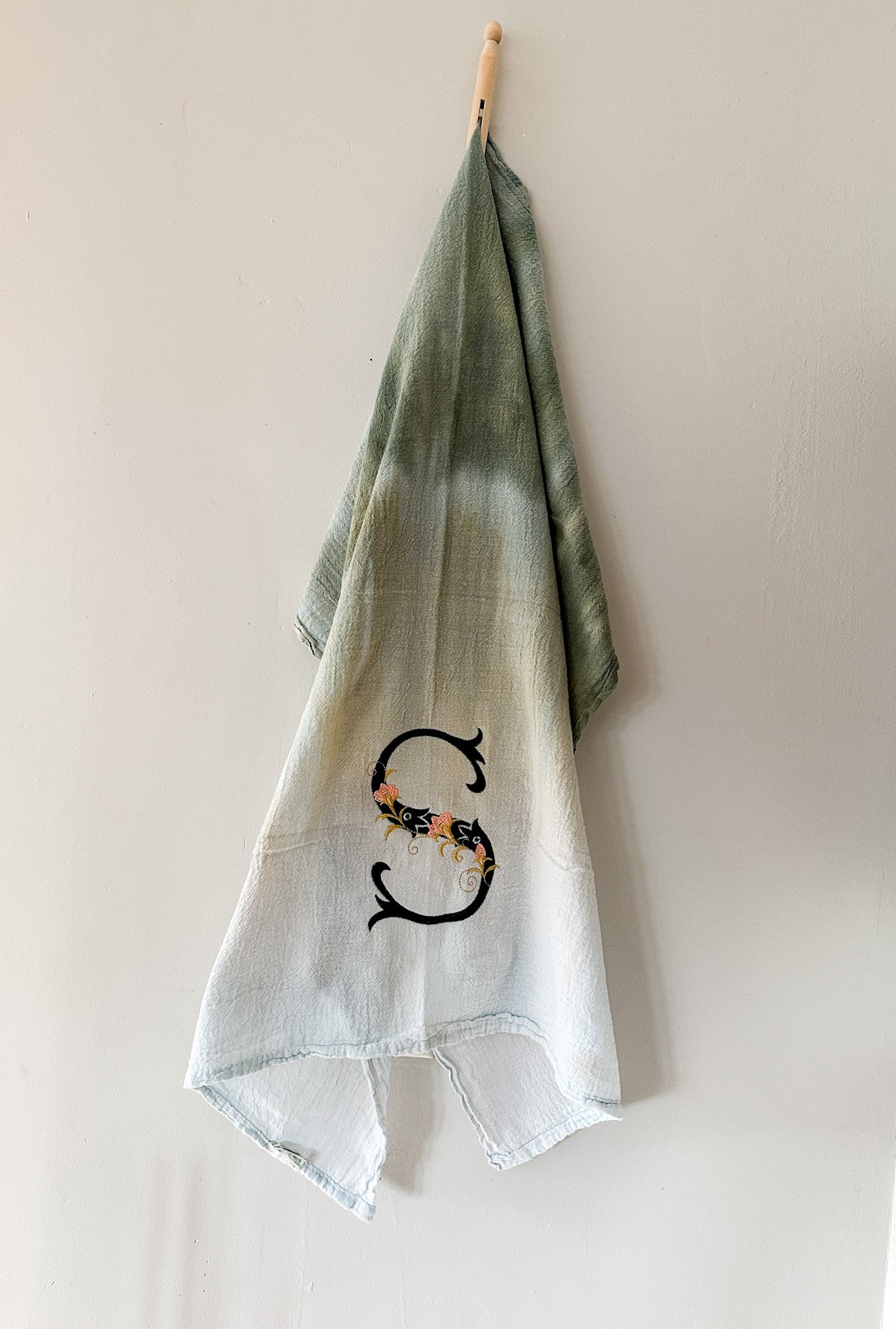 Sage Monogram Ice Dyed Tea Towel