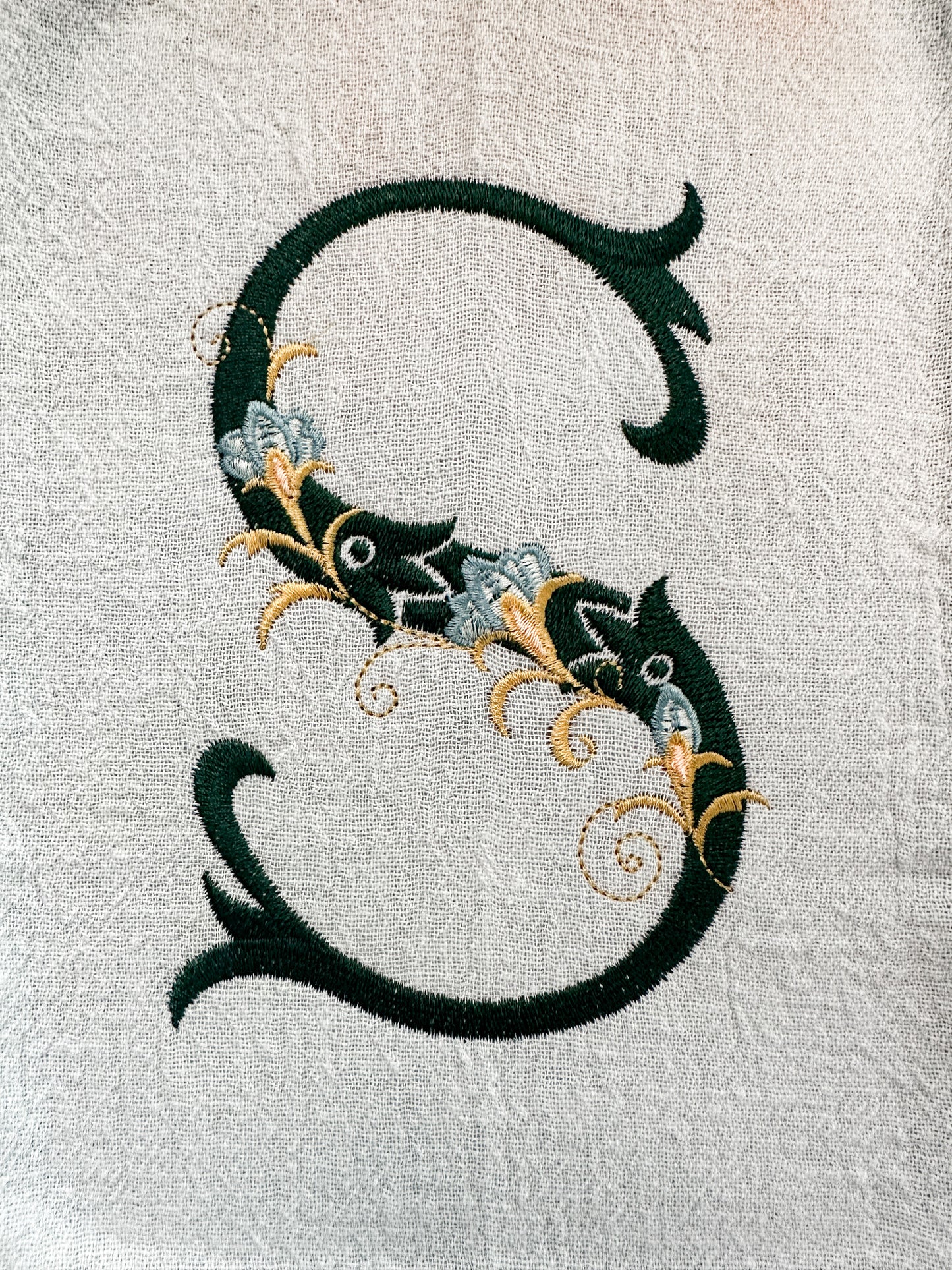 Sage Monogram Ice Dyed Tea Towel