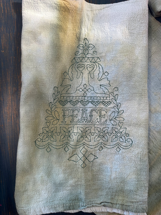 Christmas Embroidered Tea Towel Single